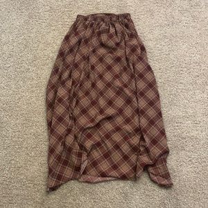 Red plaid maxi skirt
